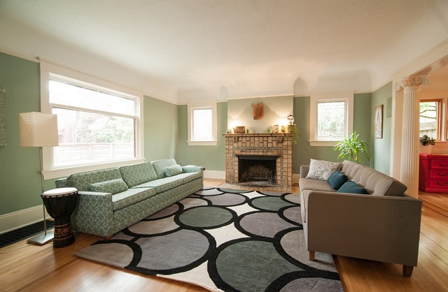 Pastel green living room