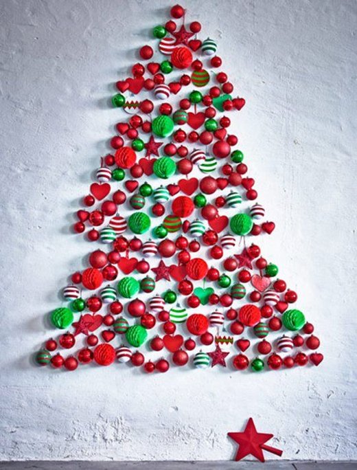 Christmas tree on a white wall