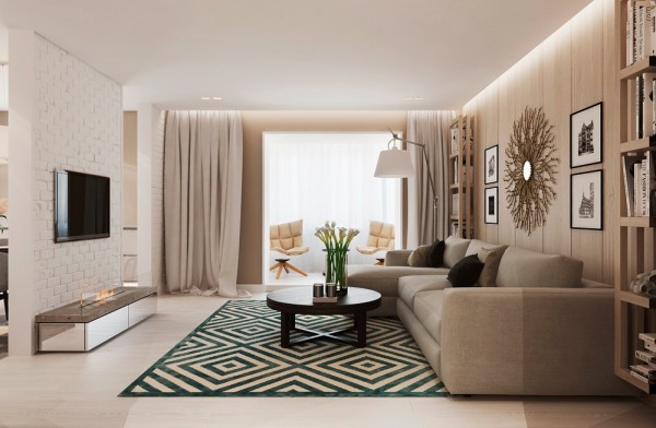 Geometric carpet of the living room