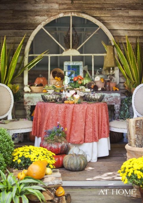 Autumn terrace colored table