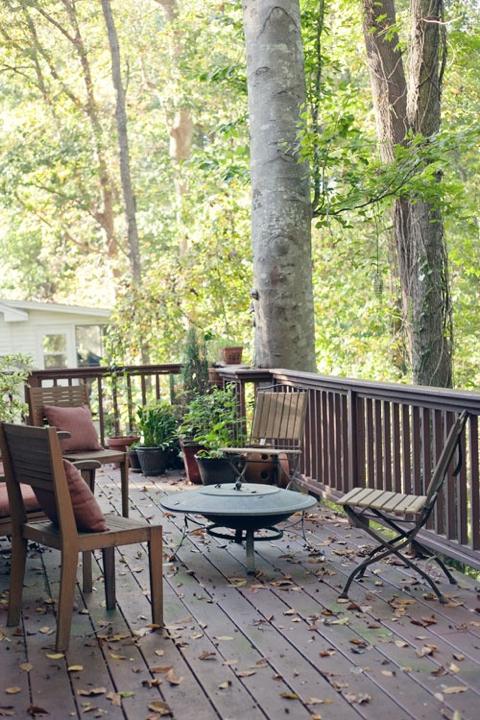 Covered terrace leaves autumn