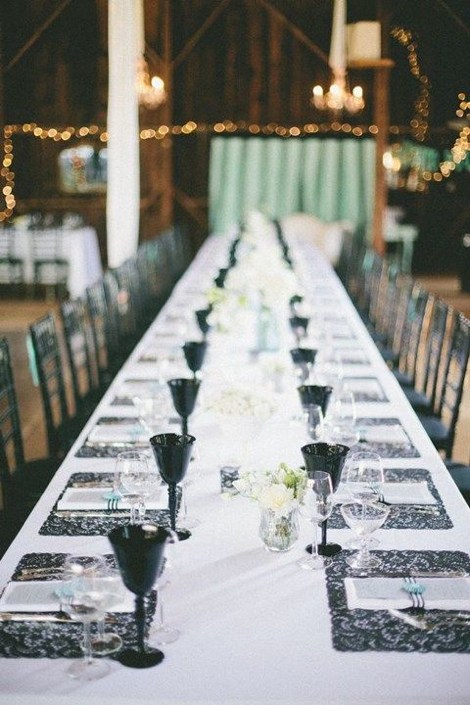 Black glasses wedding table