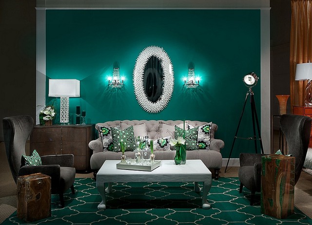 Emerald green eclectic lounge