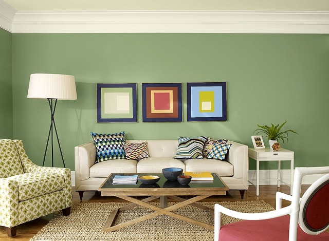 Pastel green for a modern living room