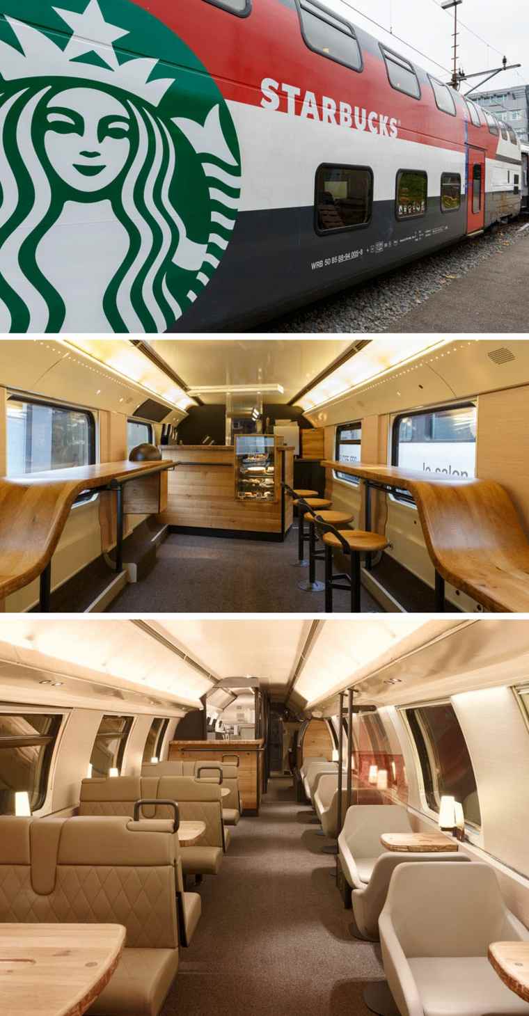 Kaffebil starbucks tåg Schweiz ursprungliga idé