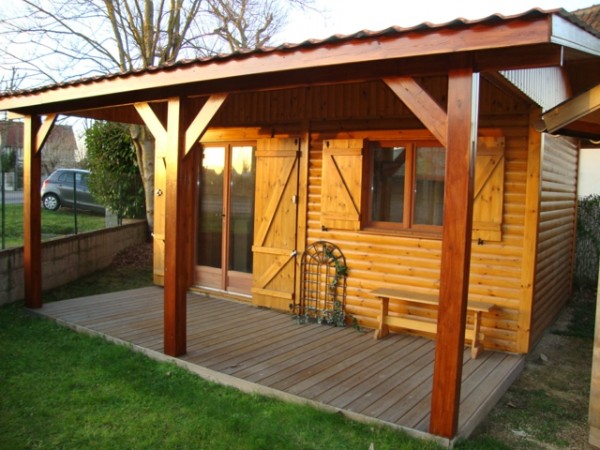 wood garden shelter idea landscaping terrace