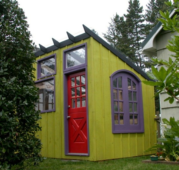 garden shed green red gray design