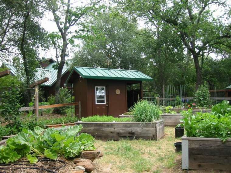 garden shelter idea landscaping outdoor storage plant flowerbeds wood