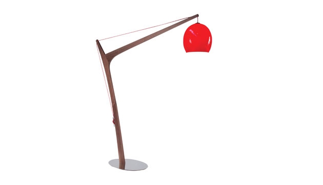 Hanging lamp on foot Roche Bobois red collection Accastillage