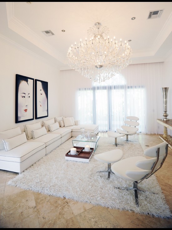 immaculate white accent in living room