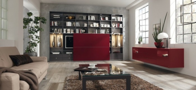 red accent furniture modern living room