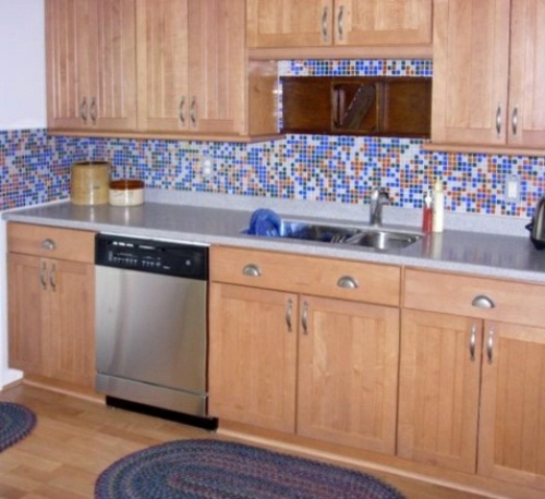 accents blue kitchen wood