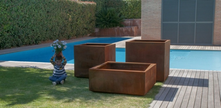 corten steel objects landscaping outdoor terrace