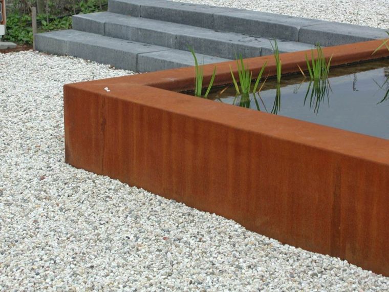 corten steel edging modern garden