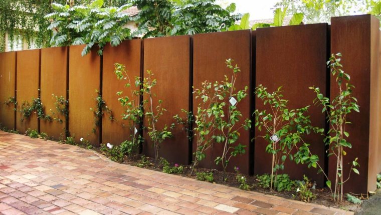 corten steel modern garden fence