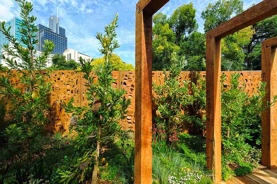 corten steel fence garden wall