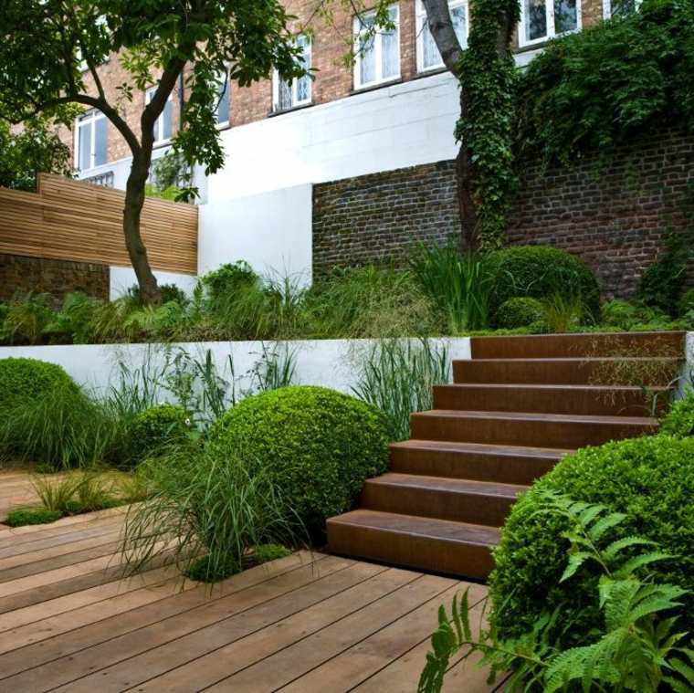 steel corten stairs exterior idee deco garden