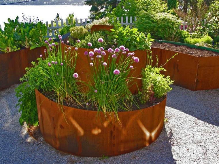 planter steel corten idea arrange space stone tray flowers