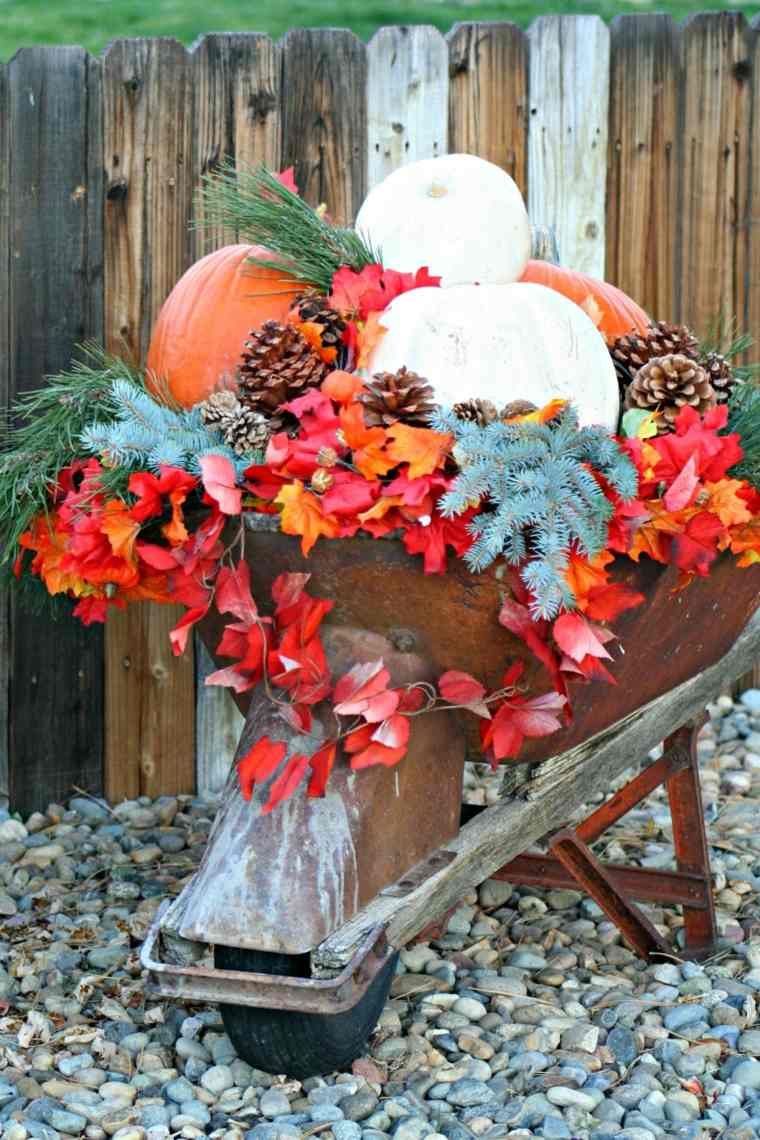 decorate space outdoor autumn idea pumpkin leaves tree