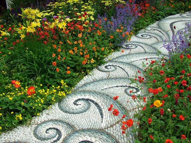 idea landscaping garden driveway stone flowers style