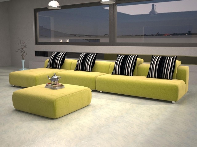 Planning Living-room-furniture-modern-sofa-set-color-yellow-Ottoman