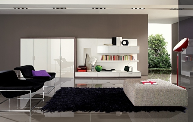 Planning Living-room-furniture-modern-chairs-Ottoman-lamp-set-library