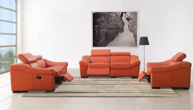 Planning Living-room-furniture-modern-orange-color-sofa-set