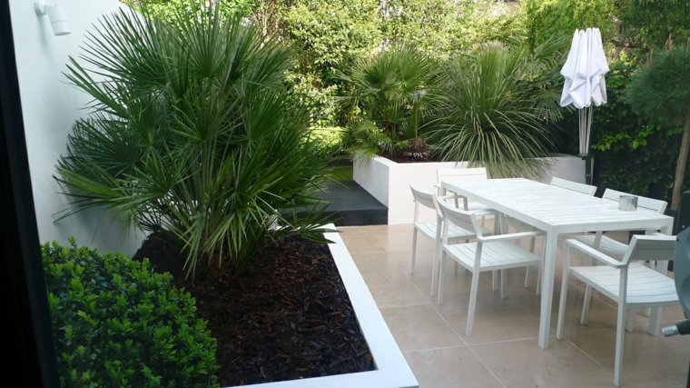 landscaping small garden white furniture