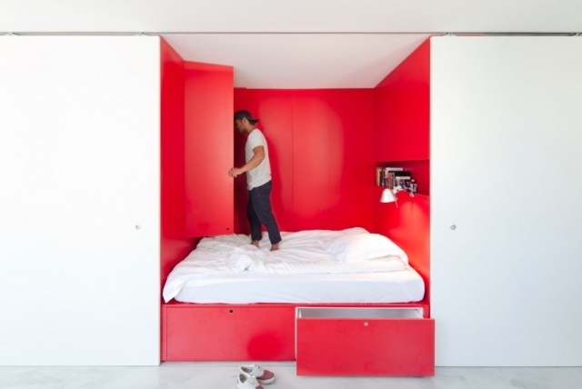 skapa ett sovrum-rött sovrum studio