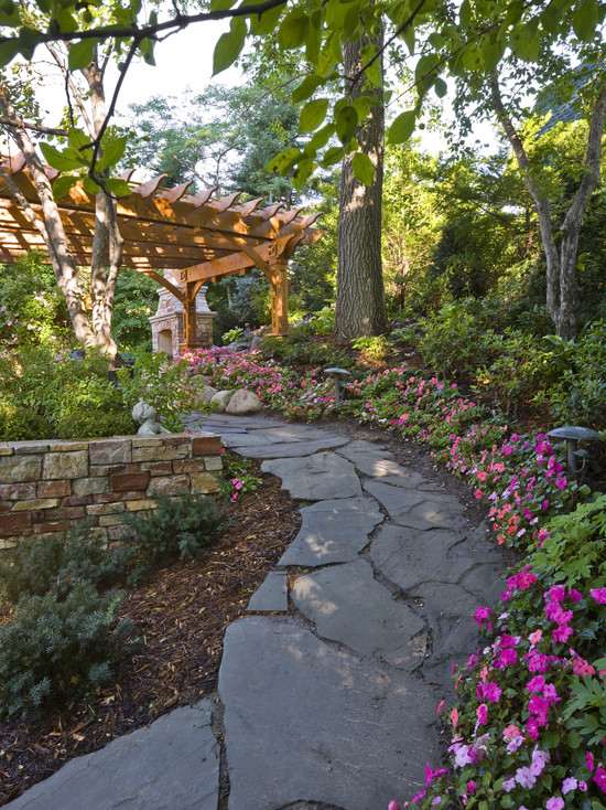 landscaping garden path traditional paving