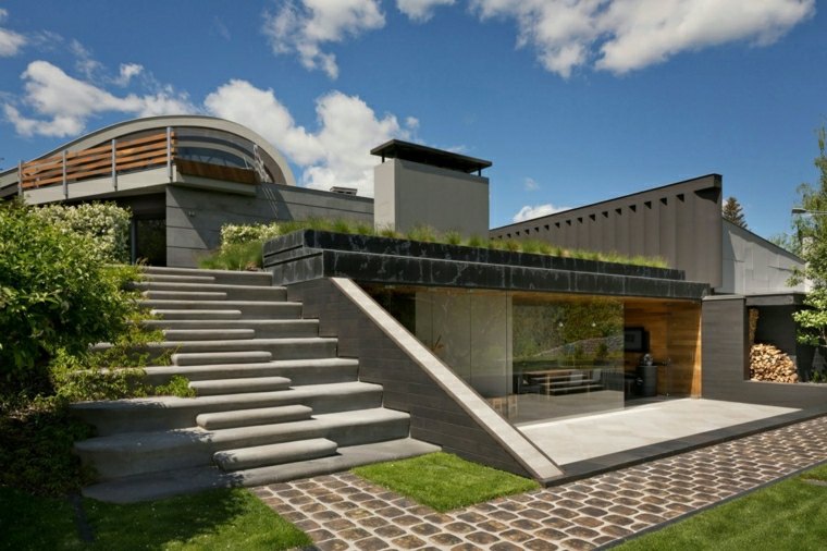 landscaping garden path stone house contemporary design