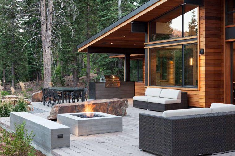 outdoor design fireplace garden modern style