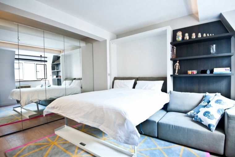 interiørdesign av små leilighet møbler seng plass lagring