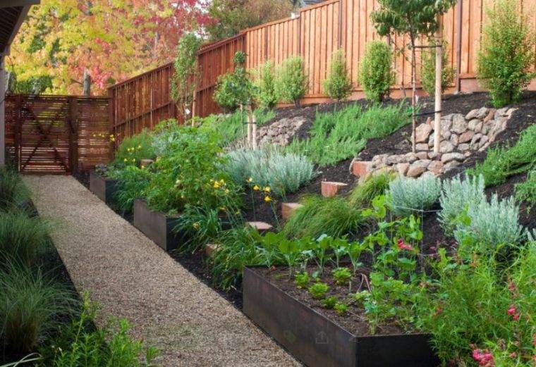 landscaping garden sloping terracing small-space-flowers