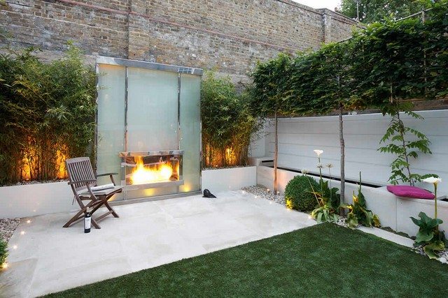 landscaping modern garden fire hedge bamboo