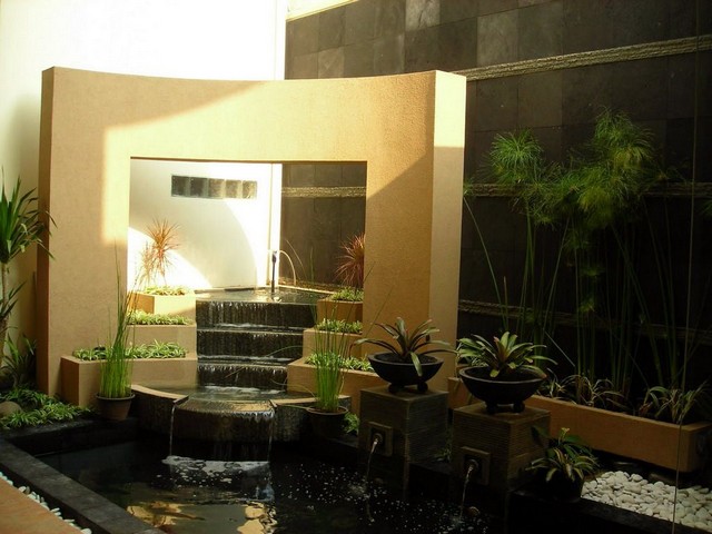 modern garden layout oriental style fountains