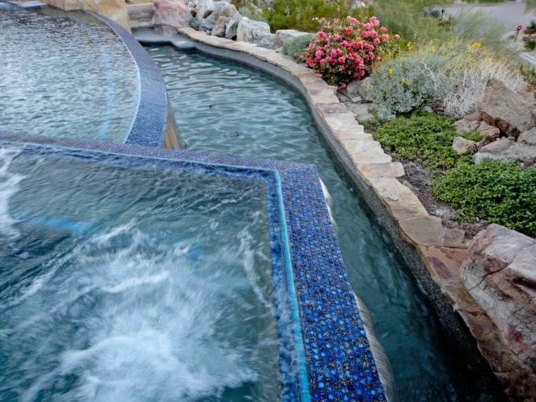 outdoor landscaping modern decor pool mosaic