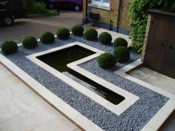 landscaping in front of minimalist house