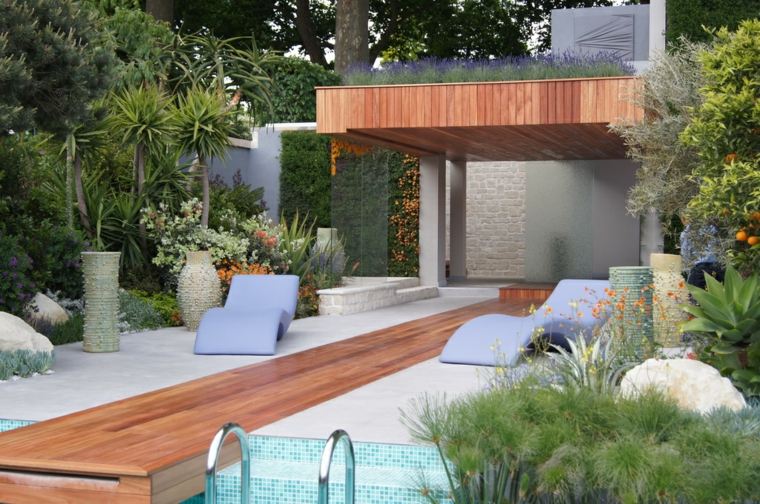 landscaping garden terrace modern wood