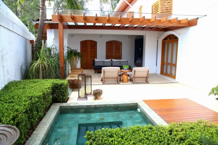 small garden terrace design outdoor pool