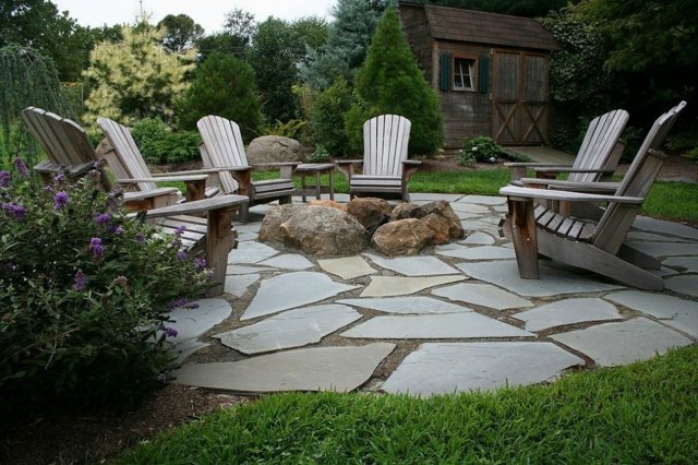 landscaping terrace rustic floor stones flat