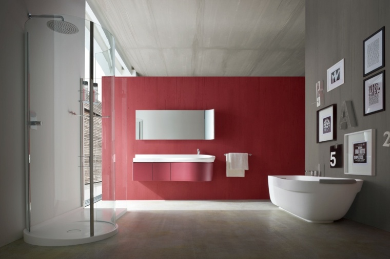 color bathroom wall marsala red bathtub deco frames