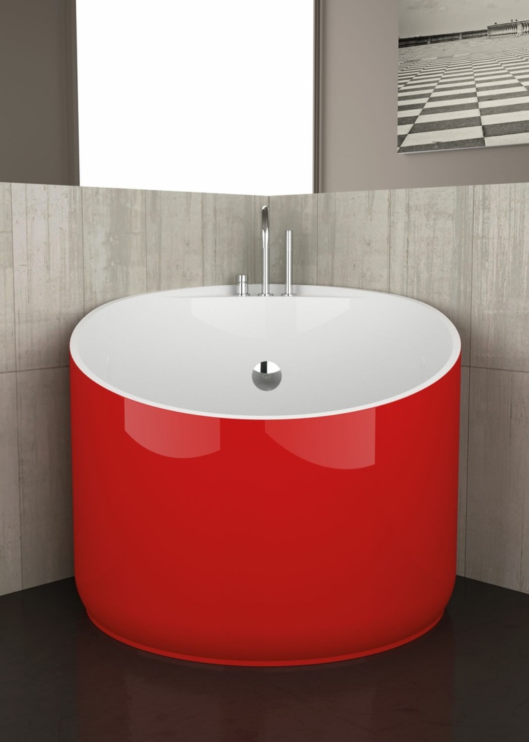 interior layout bathroom red tub