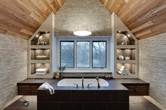 modern spa bathroom layout