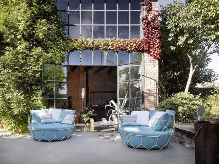 original terrace layout small round sofa design garden bed