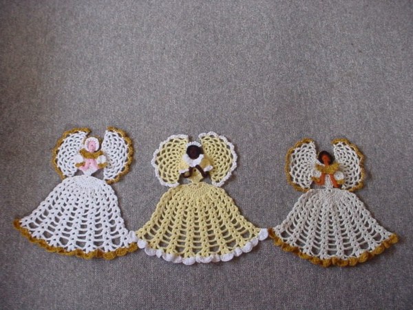 angels wings white yellow knitting christmas