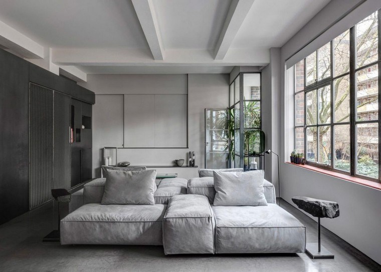 deco industrial lounge idea sofa gray open space