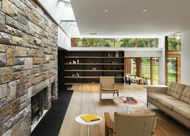 apartment interior stone wood