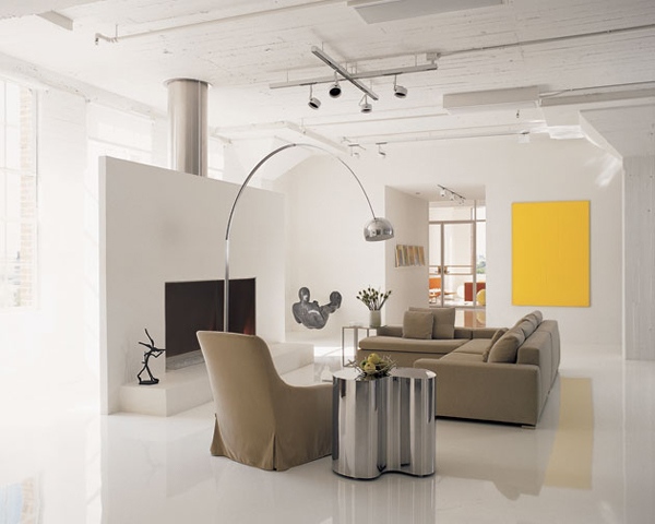 minimalist apartment contrast yellow