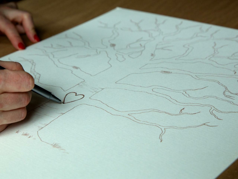 Tree-a-poroka-odtis-draw-it-yourself idee-platno, papir